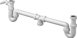 MCALPINE DUBBELE GOOTSTEENAFVOER CENTRISCH MET SIFON + WMA1 1/2 X40MM VERSTELBAAR PP WIT (VOOR GOOTSTEEN AFVOER) 0055370