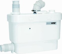 SANIBROYEUR SANIVITE VUILWATERPOMP SANIVITE SILENCE VOOR BAD DOUCHE WASTAFEL BIDET OF SPOELBAK 373X185X256MM INLAATZIJDE 4XDN40 WIT 005096 SVUP