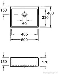 VILLEROY & BOCH O.NOVO GOOTSTEEN 500X400X170MM C+ WIT 632100R1