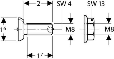 GEBERIT GIS HAMERKOPBOUT M8 BESTELEENHEID=20ST 461006001-3