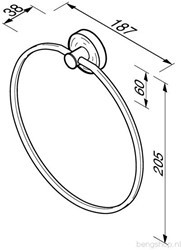 GEESA LUNA RINGHANDDOEKHOUDER L= 187MM RING ROND AFDEKROZET: ROND CHROOM 915504