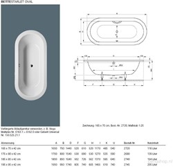 BETTE PLAATSTAAL OVAAL BAD BETTESTARLET 185X85 PERGAMON 2740-001