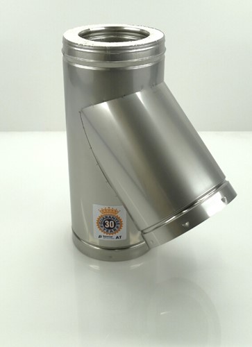 METALOTERM ONTOP ATT AANSLUITSTUK T-STUK 45GRADEN L= 500MM BINNENBUIS: RVS 150MM BUITENBUIS: RVS 159860