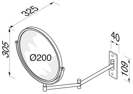 GEESA MIRROR SCHEERSPIEGEL 2 ARMIG NORMAAL EN 5X VERGROTEND DOORSNEDE 200 MM 911076-3