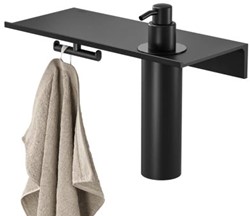 GEESA LEEV PLANCHET EN ZEEPDISPENSER 200ML MET HANDDOEKHAAK ZWART 28X12.5X20.6CM MAT ZWART/ZWART 91821606280
