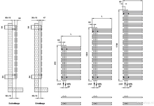 ZEHNDER YUCCA DESIGNRADIATOR 1304X578 VERKEERSWIT RAL9016 YA-130-060-2