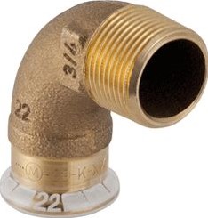 GEBERIT MAPRESS OVERGANGSKNIE 90 GRADEN 1-DELIG BRONS MET CIIR AFDICHTRING 35MM X R1.1/4 (PERSMOF X BUITENDRAAD) 63887