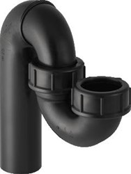 GEBERIT BUISSIFON VOOR UITSTORTGOOTSTEEN, MET KLEMKOPPELING, INLOOP VERTICAAL EN AFVOER VERTICAAL: D=40MM, D1=50MM, ZWART 152.032.16.1