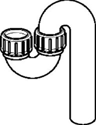 GEBERIT BUISSIFON VOOR UITSTORTGOOTSTEEN, MET KLEMKOPPELING, INLOOP VERTICAAL EN AFVOER VERTICAAL: D=50MM, D1=50MM, ZWART 152.038.16.1