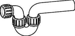 GEBERIT BUISSIFON VOOR UITSTORTGOOTSTEEN, MET KLEMKOPPELING, INLOOP HORIZONTAAL EN AFVOER HORIZONTAAL: D=50MM, D1=50MM, ZWART 152.040.16.1