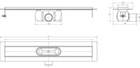 ACO SHOWERDRAIN C DOUCHEGOOT RVS MET VLOERFLENS ZONDER ROOSTER 70MM BREED STANKSLOT 50MM 785MM INB. DIEPTE 92MM MET ZIJUITLOOP 90108802-3