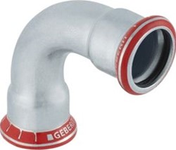 GEBERIT MAPRESS BOCHT 90 GRADEN 1-DELIG C-STAAL MET CIIR AFDICHTRING 22MM X 22MM (PERSMOF X PERSMOF) 20104