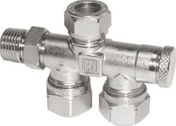 PENTEC 1/2 ZIJ-ONDERBLOK INSTELBAAR 2-PIJPS. BUISAANSLUITING M22. EXCLUSIEF KOPPELINGEN 1652-1-01-01