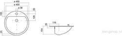 ALAPE EB-S 450H INBOUWWASTAFEL WIT GEGLAZUURD STAAL MET KRAANGAT EN MET OVERLOOP 2406000000