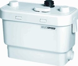 SANIBROYEUR SANISPEED VUILWATERPOMP SILENCE VOOR WASTAFEL BIDET DOUCHE BAD EN OF (VAAT)WASMACHINE 373X185X256MM INLAATZIJDE 4XDN40 WIT 005200 SSPEEDUP