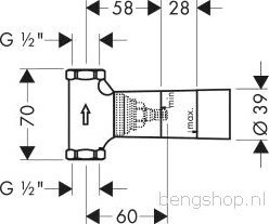 HANSGROHE BASISGARNITUUR STOPKRAAN INBOUWDEEL MET SPINDELDN15 15973180