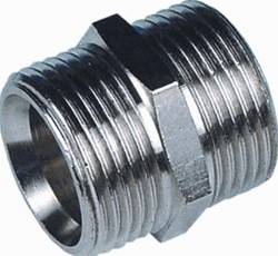HENCO DUBBELE NIPPEL 3/4BU EURO MESS.VERNIKKELD AD-EKEK