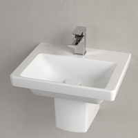 VILLEROY & BOCH SUBWAY 3.0 FONTEIN 450X370MM VOOR 1-GAT ARMATUUR KRAANGAT DOORGESTOKEN ZONDER OVERLOOP. STONE WHITE CERAMICPLUS 437046RW-3