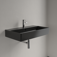 VILLEROY & BOCH MEMENTO 2.0 WASTAFEL 800 X 470 X 140 MM PURE BLACK CERAMICPLUS MET OVERLOOP 4A228GR7-2