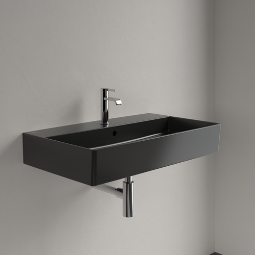 VILLEROY & BOCH MEMENTO 2.0 WASTAFEL 800 X 470 X 140 MM PURE BLACK CERAMICPLUS MET OVERLOOP 4A228GR7-2