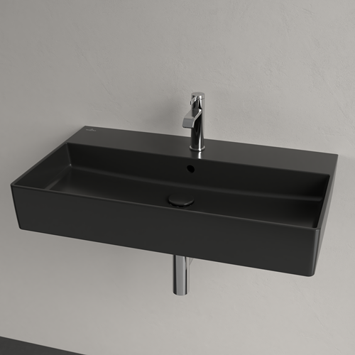 VILLEROY & BOCH MEMENTO 2.0 WASTAFEL 800 X 470 X 140 MM PURE BLACK CERAMICPLUS MET OVERLOOP 4A228GR7-3