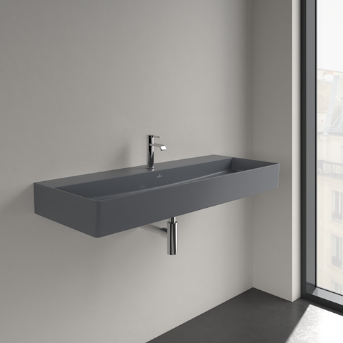 VILLEROY & BOCH MEMENTO 2.0 WASTAFEL HOEKIG 3-GATS KRAANGAT MIDDEL WAND 470 X 1200MM (DXB) GRAFIET KERAMIEKPLUS 4A22C2I4-2