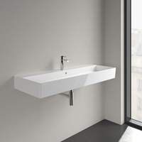 VILLEROY & BOCH MEMENTO 2.0 WASTAFEL HOEKIG 3-GATS KRAANGAT MIDDEL OVERLOOP WAND 470 X 1200MM (DXB) WIT ALPINE 4A22CL01-2