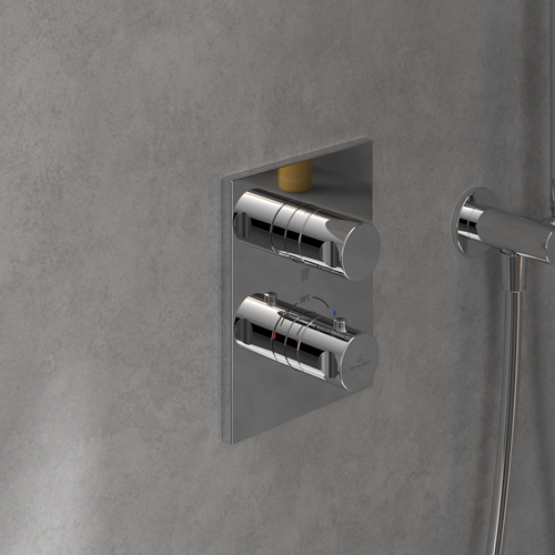 VILLEROY & BOCH UNIVERSAL TAPS & FITTINGS INBOUWTHERMOSTAAT MET DRIEWEG STOPKRAAN,VOOR DOUCHE ROND CHROME TVD00000100061-2