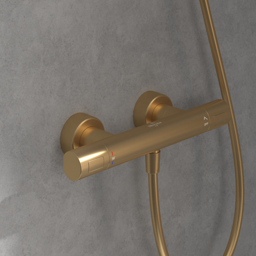 VILLEROY & BOCH UNIVERSAL TAPS & FITTINGS DOUCHETHERMOSTAAT ,VOOR DOUCHE ROND BRUSHED GOLD  TVS00001700076-3