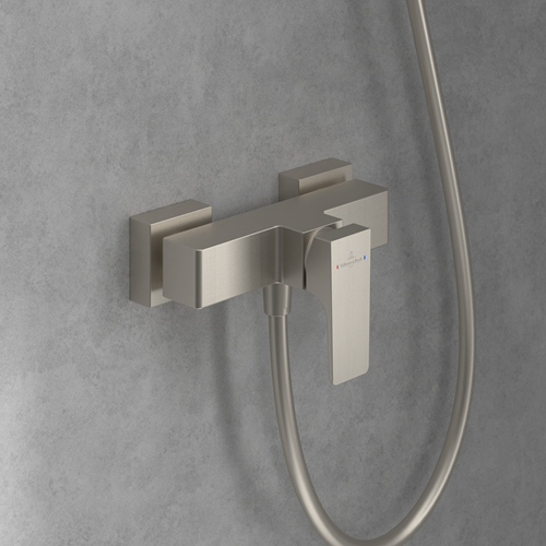 VILLEROY & BOCH ARCHITECTURA SQUARE EENGREEPS DOUCHEKRAAN BRUSHED NICKEL MATT TVS12500100064-2