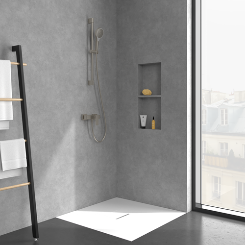 VILLEROY & BOCH ARCHITECTURA SQUARE EENGREEPS DOUCHEKRAAN BRUSHED NICKEL MATT TVS12500100064-3