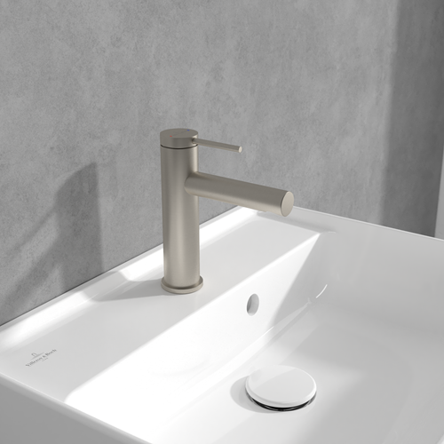 VILLEROY & BOCH LOOP & FRIENDS EENGREEPS WASTAFELKRAAN ZONDER PUSH-OPEN AFVOERGARNITUUR BRUSHED NICKEL MATT TVW10610315364-2