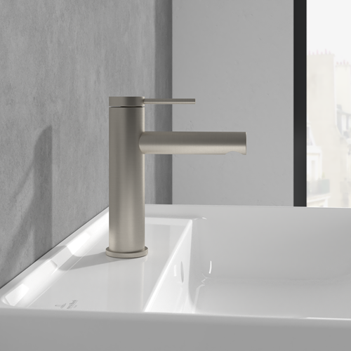 VILLEROY & BOCH LOOP & FRIENDS EENGREEPS WASTAFELKRAAN ZONDER PUSH-OPEN AFVOERGARNITUUR BRUSHED NICKEL MATT TVW10610315364-3