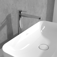 VILLEROY & BOCH CONUM EENGREEPS WASTAFELKRAAN VERHOOGD MET PUSH-OPEN AFVOERGARNITUUR CHROME TVW12700500061-2