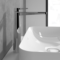 VILLEROY & BOCH CONUM EENGREEPS WASTAFELKRAAN VERHOOGD MET PUSH-OPEN AFVOERGARNITUUR CHROME TVW12700500061-3
