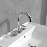 VILLEROY & BOCH LOOP & FRIENDS THREE-HOLE BASIN MIXER WITHOUT WASTE BRUSHED CHROME TVZ10600900061-2