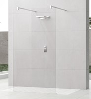 NOVELLINI KUADRA HF INLOOPDOUCHEWAND VRIJSTAAND 134CM (MET 2 MUURSTEUNEN 70 TOT 100CM) MOTIEF RAVENNA GLAS ZWART MAT PROFIEL KUADFC136-51H