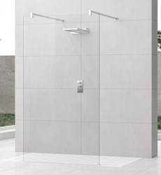 NOVELLINI KUADRA HF INLOOPDOUCHEWAND VRIJSTAAND 114CM (MET 2 MUURSTEUNEN 70 TOT 100CM) MOTIEF RAVENNA GLAS BRUSHED INOX PROFIEL KUADFC116-51Z