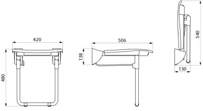 DELABIE EXTRA COMFORT OPKLAPBAAR DOUCHEZITJE MET VLOERSTEUN OPKLAPBAAR DOUCHEZITJE MUURMODEL 510430-3