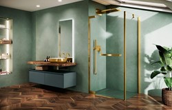 NOVELLINI N180 FG ZIJWAND VOOR DRAAIDEUR  (78 CM VERSTELBAAR T/M79,5 CM) HELDER GLAS SHINY GOLD PROFIEL N180FG80-1O