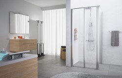 NOVELLINI GIADA F ZIJWAND VOOR PENDELDEUR (75 CM VERSTELBAAR T/M 78 CM) HELDER GLAS WIT PROFIEL GIADNF2B75-1A