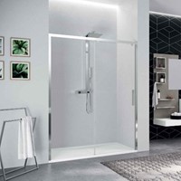 NOVELLINI KUADRA 2.0 2P SCHUIFDEUR VOOR NIS (137 CM VERSTELBAAR T/M 141 CM) MONTAGE LINKS HELDER GLAS MAT WIT  PROFIEL K22PH137S-1U