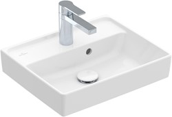 VILLEROY & BOCH COLLARO FONTEIN HOEKIG 1-GAT KRAANGAT DOORGESTOKEN OVERLOOP WAND 370 X 450MM (DXB) WIT ALPINE KERAMIEKPLUS 433445R1