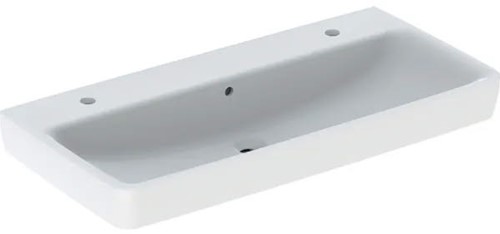 GEBERIT RENOVA PLAN WASTAFEL 2 KRAANGATEN MET OVERLOOP 100X48X18.5CM WIT + KERA TECT 501883008