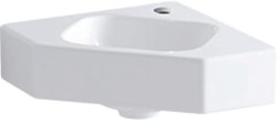 GEBERIT ICON HOEKFONTEIN 1X WASKOM KRAANGAT MIDDEN KERAMIEK VUILAFSTOTEND 460 X 330 X 130MM (BXDXH) WIT 124729600