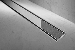 EASY DRAIN COMPACT RVS DOUCHEGOOT LXB= 1200X60MM RECHTHOEKIG MET RVS ROOSTER VOOR TEGELS SCHUIFEIND HORIZONTAAL 50MM MET SIFON EDCOMTAF120050