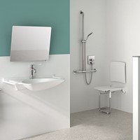 DELABIE EXTRA COMFORT OPKLAPBAAR DOUCHEZITJE MET VLOERSTEUN OPKLAPBAAR DOUCHEZITJE MUURMODEL 510430-2