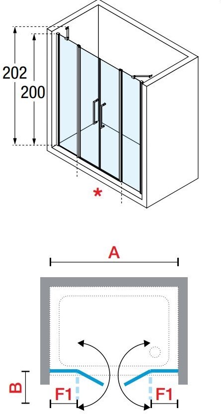 Novellini Young 2A – Flexibele 2-delige nisdeur