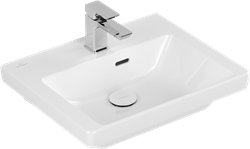 VILLEROY & BOCH SUBWAY 3.0 FONTEIN 500X400MM. VOOR 1-GAT ARMATUUR KRAANGAT GESTOKEN MET OVERLOOP. WIT ALPIN C+ 437050R1