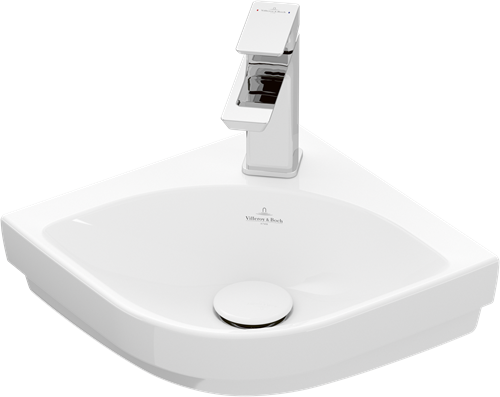 VILLEROY & BOCH SUBWAY 3.0 HOEKFONTEIN KWARTROND VOOR 1-GAT ARMATUUR KRAANGAT DOORGESTOKEN ZONDER OVERLOOP. ALPIN WIT 43714601-2